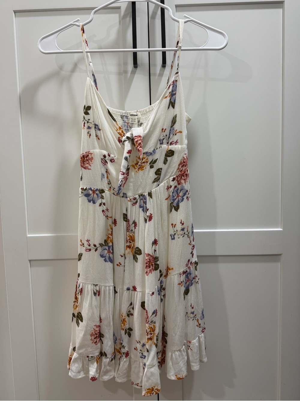 Garage Cream Floral Tie-Front Mini Dress